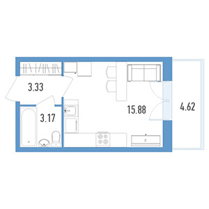 Студия, 23.1 м² — ЖК ЖК Магеллан