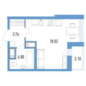 Студия, 28.9 м² — ЖК ЖК Магеллан