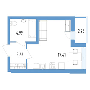 Студия, 27 м² — ЖК ЖК Магеллан