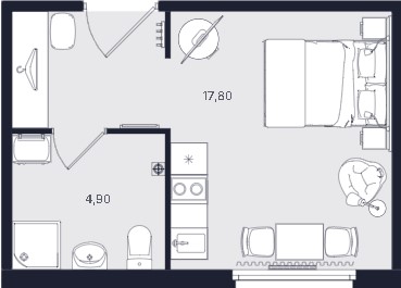 Студия, 22.7 м² — ЖК ЖК «Апартаменты Интуит (IN2IT)»