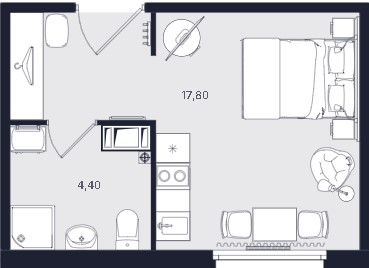 Студия, 22.2 м² — ЖК ЖК «Апартаменты Интуит (IN2IT)»