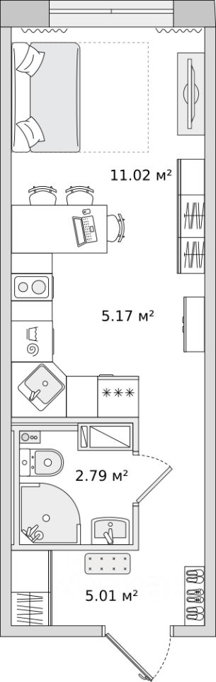 Студия, 23.4 м² — ЖК ЖК Чёрная Речка