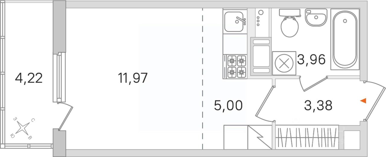 Студия, 25.58 м² — ЖК ЖК Ясно Янино