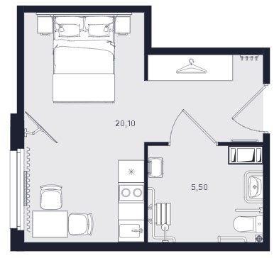 Студия, 25.6 м² — ЖК ЖК «Апартаменты Интуит (IN2IT)»