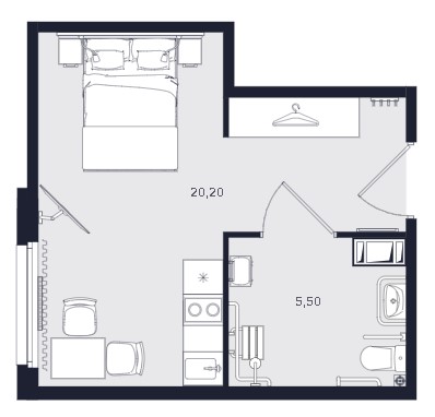 Студия, 25.7 м² — ЖК ЖК «Апартаменты Интуит (IN2IT)»