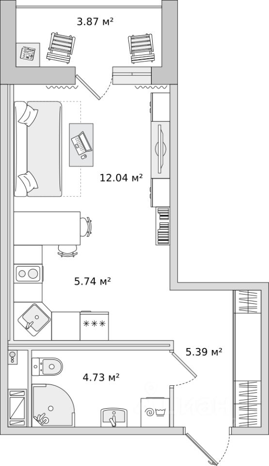 Студия, 27.8 м² — ЖК ЖК Чёрная Речка