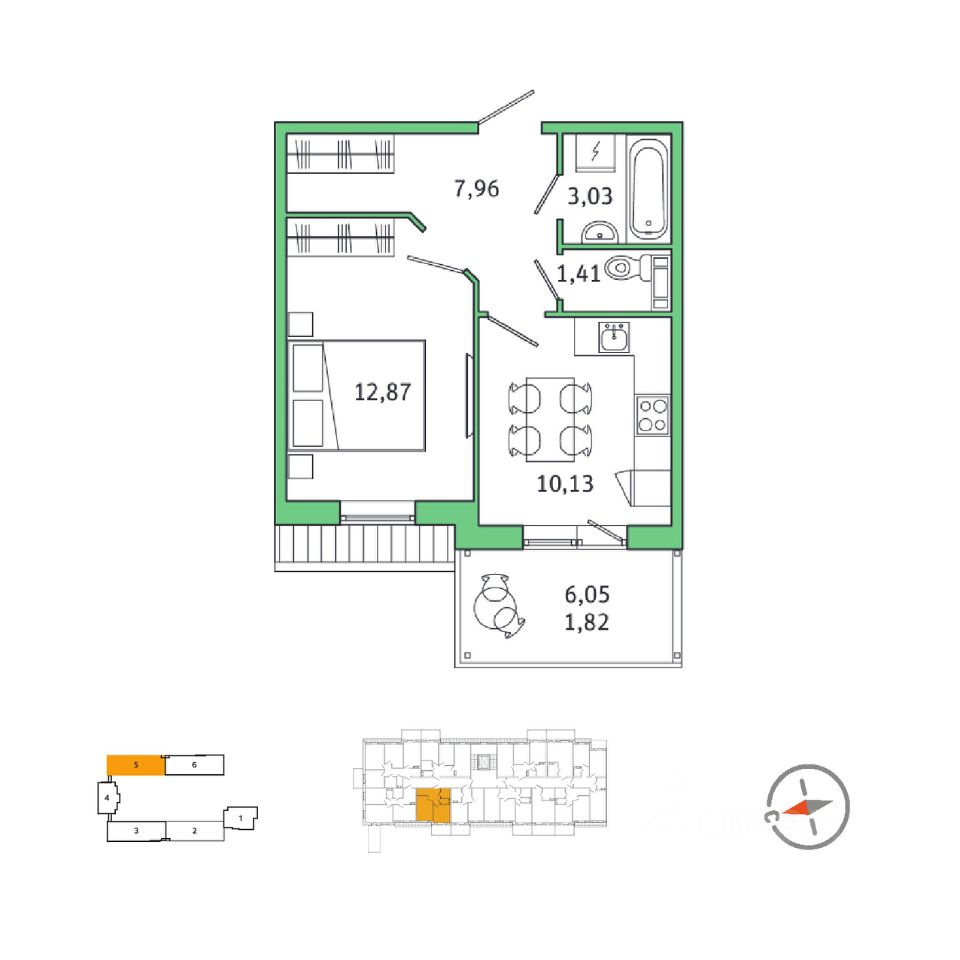 1-комнатная, 36.2 м² — ЖК ЖК Юттери