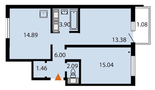 2-комнатная, 58 м² — ЖК ЖК Звездный дуэт