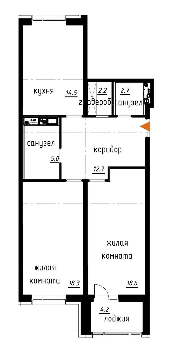 2-комнатная, 76 м² — ЖК ЖК Лайф Лесная