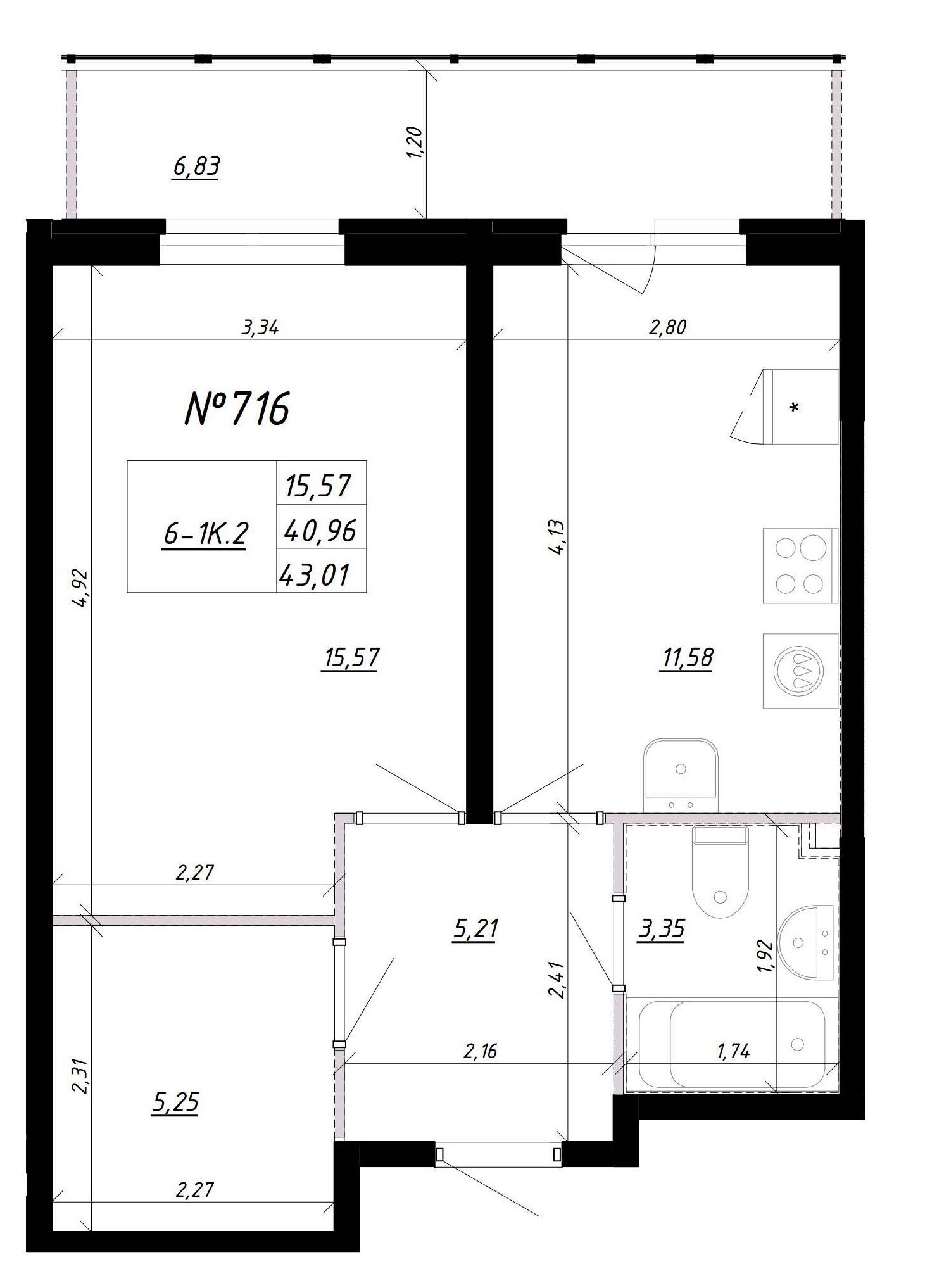 1-комнатная, 46 м² — ЖК Ап-квартал Комендантский (Up-квартал Комендантский)
