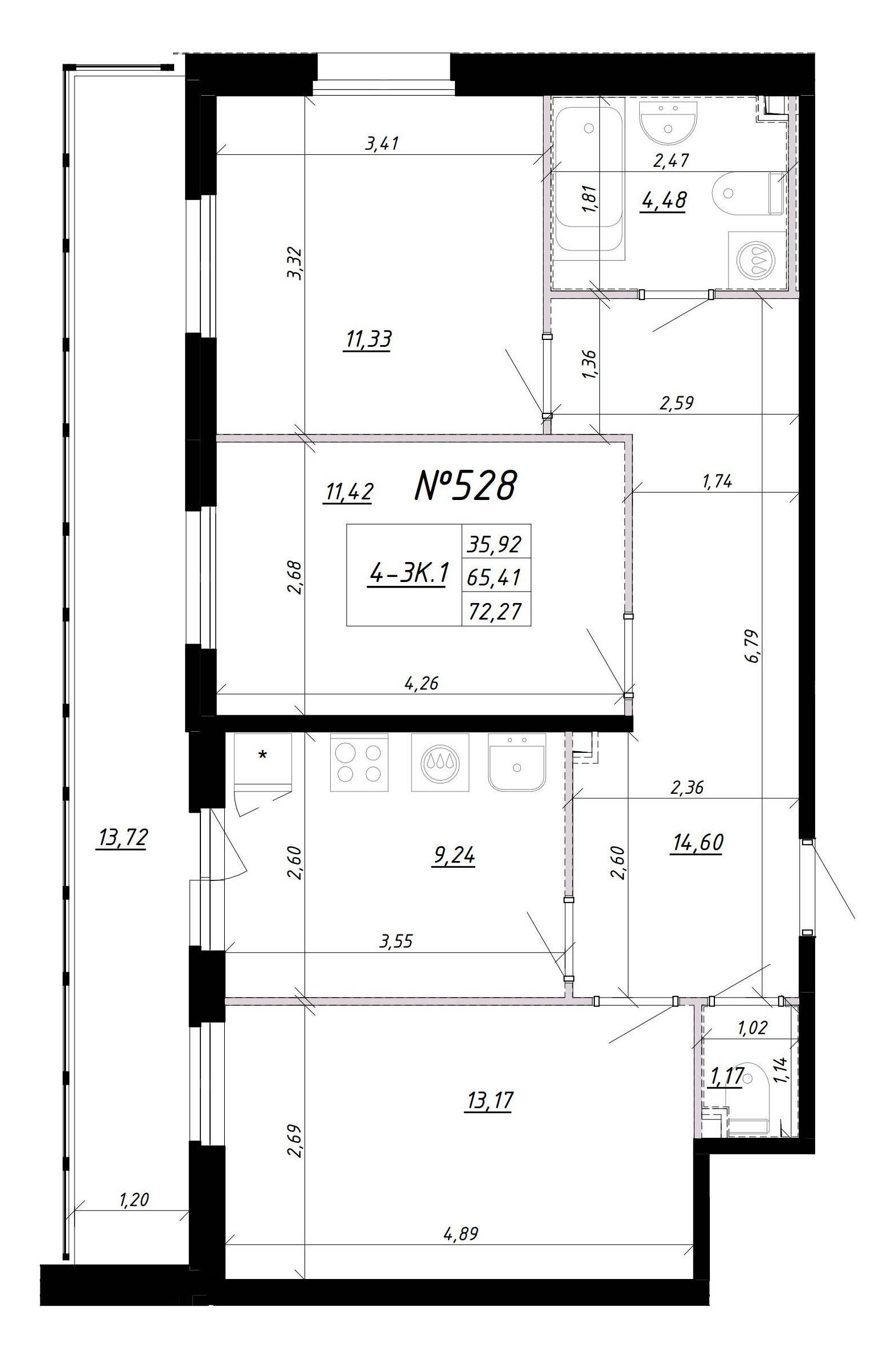 3-комнатная, 77 м² — ЖК Ап-квартал Комендантский (Up-квартал Комендантский)