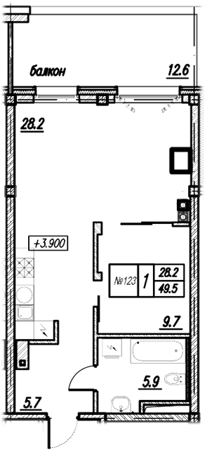 1-комнатная, 62 м² — ЖК Апарт-комплекс Первая Линия. Health Care Resort (Хэлф Кэа Резорт)