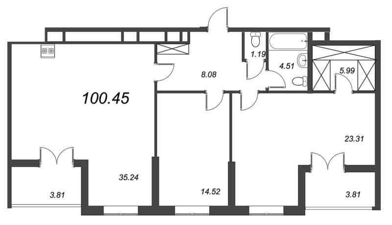 2-комнатная, 100 м² — ЖК ЖК BauHaus (Баухаус)