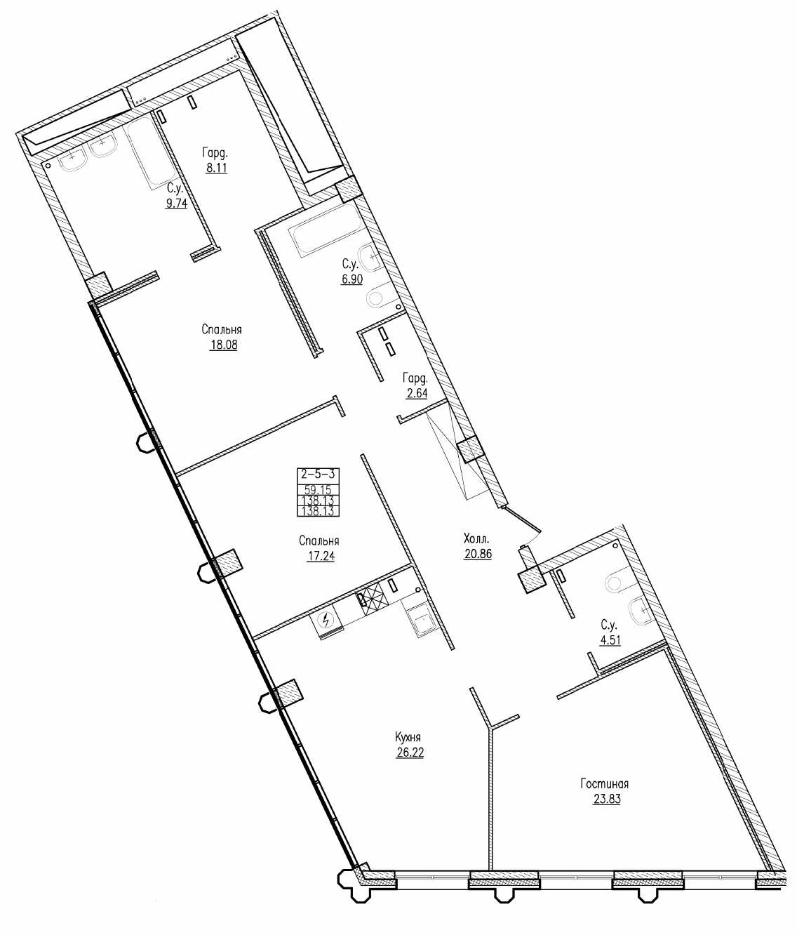 3-комнатная, 138 м² — ЖК ЖК "Esper Club"