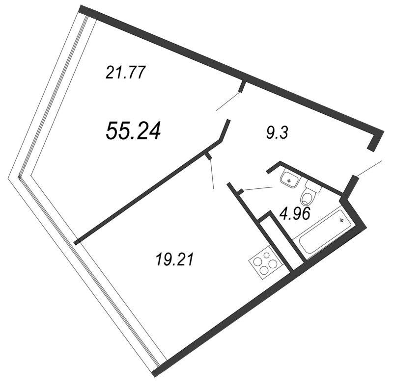 1-комнатная, 55 м² — ЖК Апарт-отель Next (Некст)