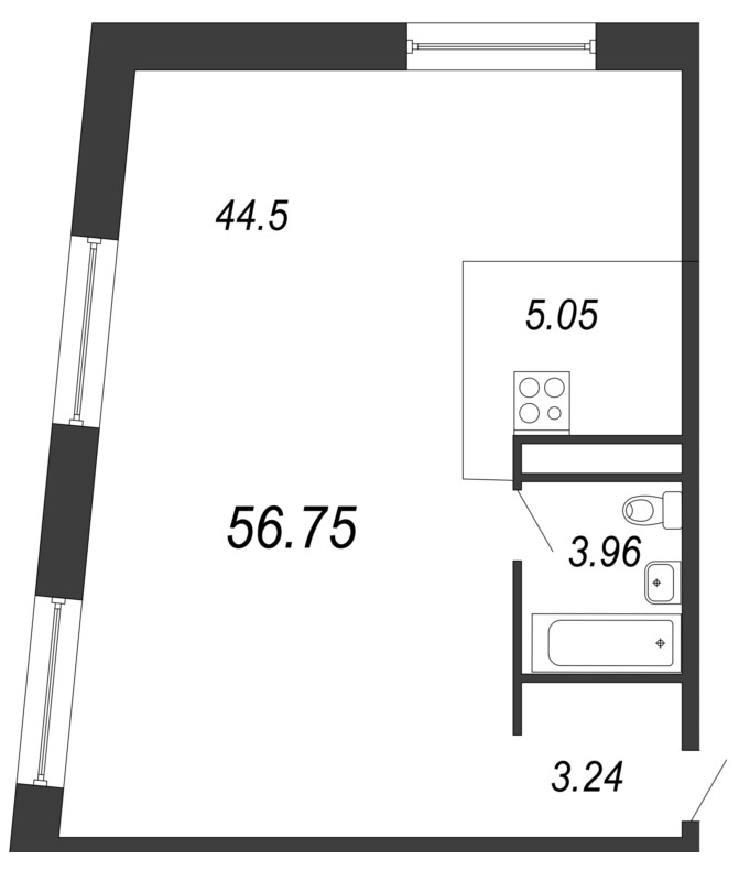 Студия, 57 м² — ЖК Апарт-отель Next (Некст)