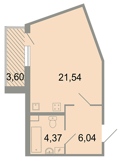 Студия, 34 м² — ЖК ЖК Клёны