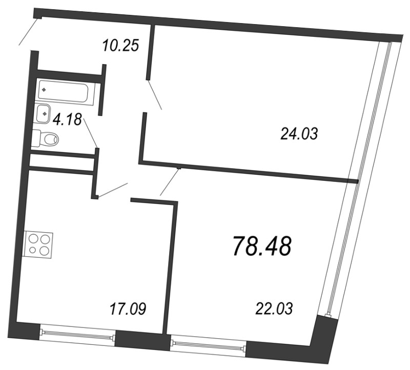 2-комнатная, 78 м² — ЖК Апарт-отель Next (Некст)