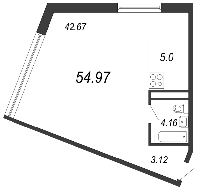Студия, 55 м² — ЖК Апарт-отель Next (Некст)
