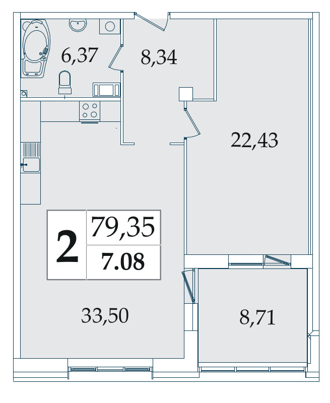 1-комнатная, 79 м² — ЖК МФК Аватар (МФК Avatar)