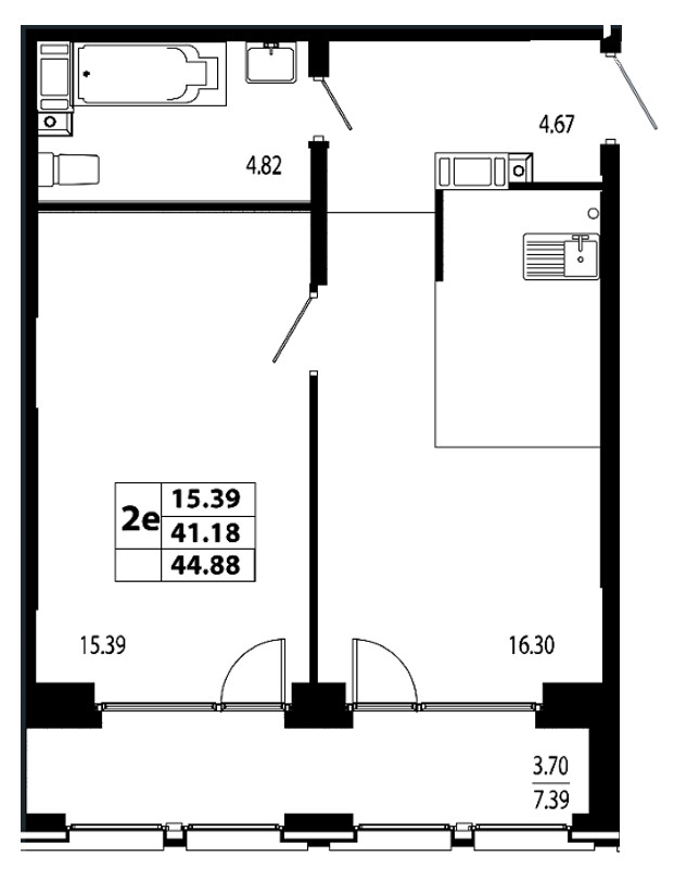 1-комнатная, 45 м² — ЖК ЖК Лиговский сити - Второй квартал (Ligovsky City)