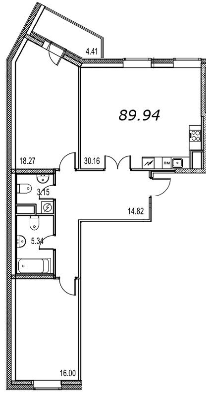 2-комнатная, 90 м² — ЖК Апарт-отель Ye's Marata (Йес Марата)