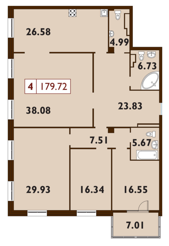 4-комнатная, 180 м² — ЖК ЖК Neva Haus (Нева Хаус)