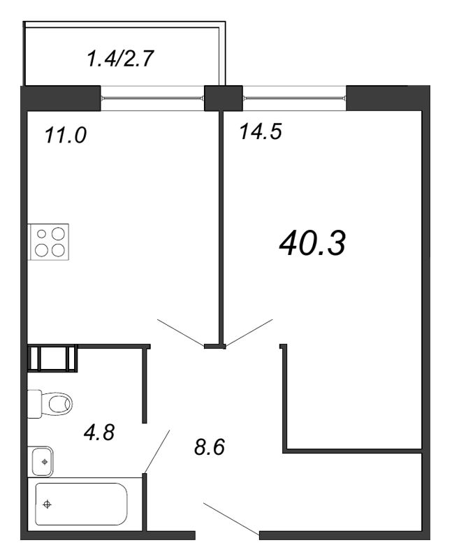 1-комнатная, 40 м² — ЖК ЖК Iva Dom (Ива Дом)