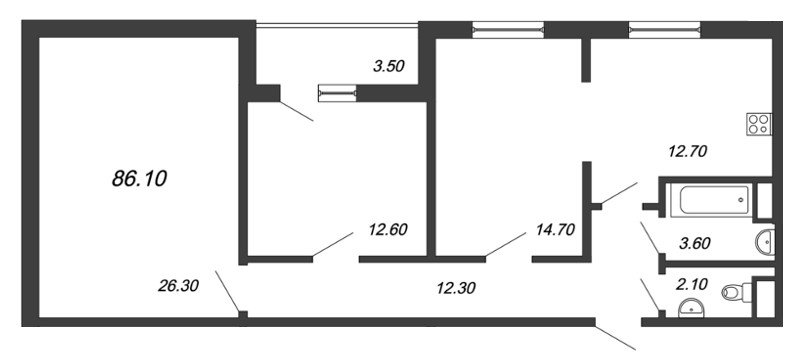 3-комнатная, 86 м² — ЖК ЖК Аист