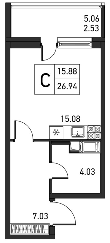Студия, 29 м² — ЖК ЖК Дом на Львовской