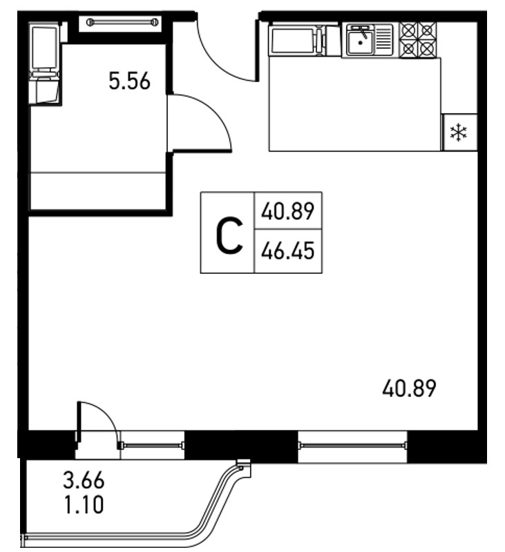 Студия, 48 м² — ЖК ЖК Дом на Львовской