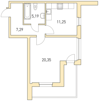 1-комнатная, 51 м² — ЖК ЖК Горки Парк