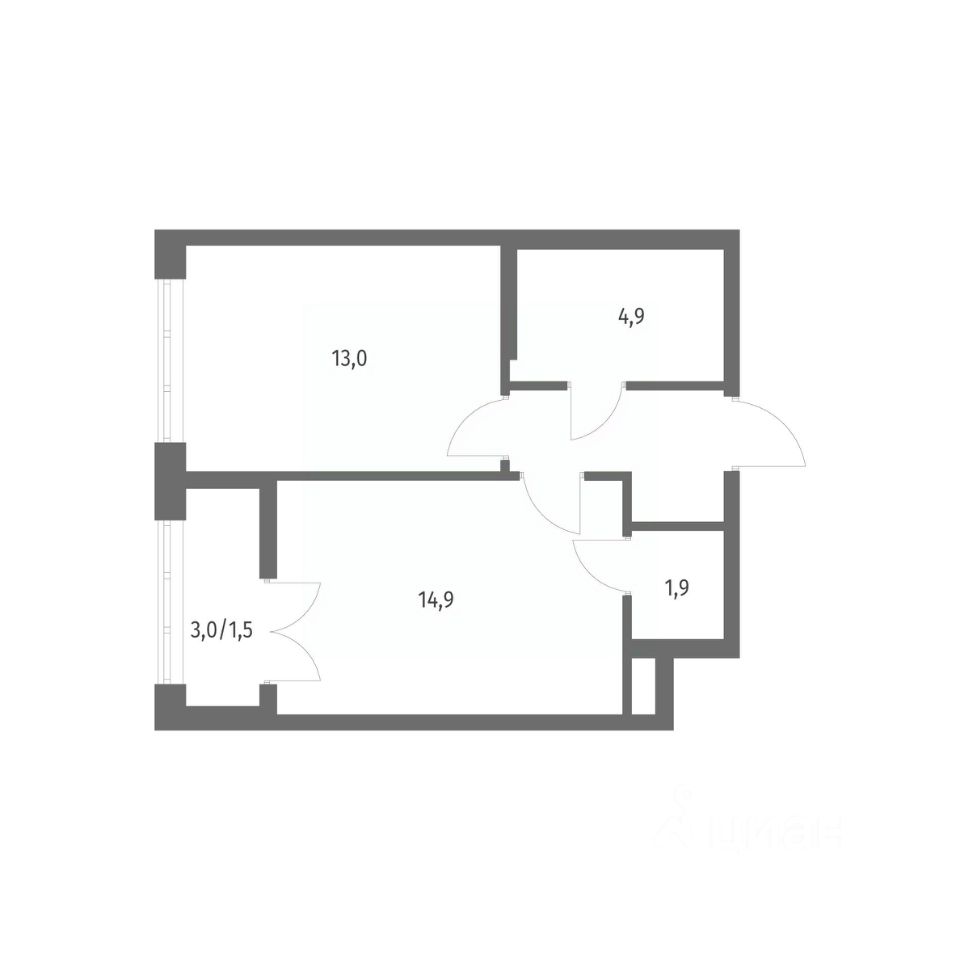 1-комнатная, 40.3 м² — ЖК ЖК НьюПитер (NEWПИТЕР)