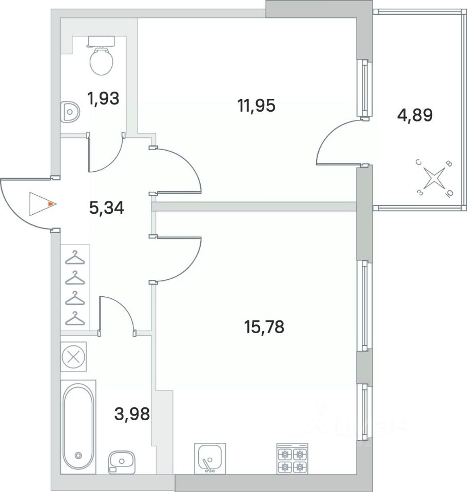 1-комнатная, 40.45 м² — ЖК ЖК Новое сертолово