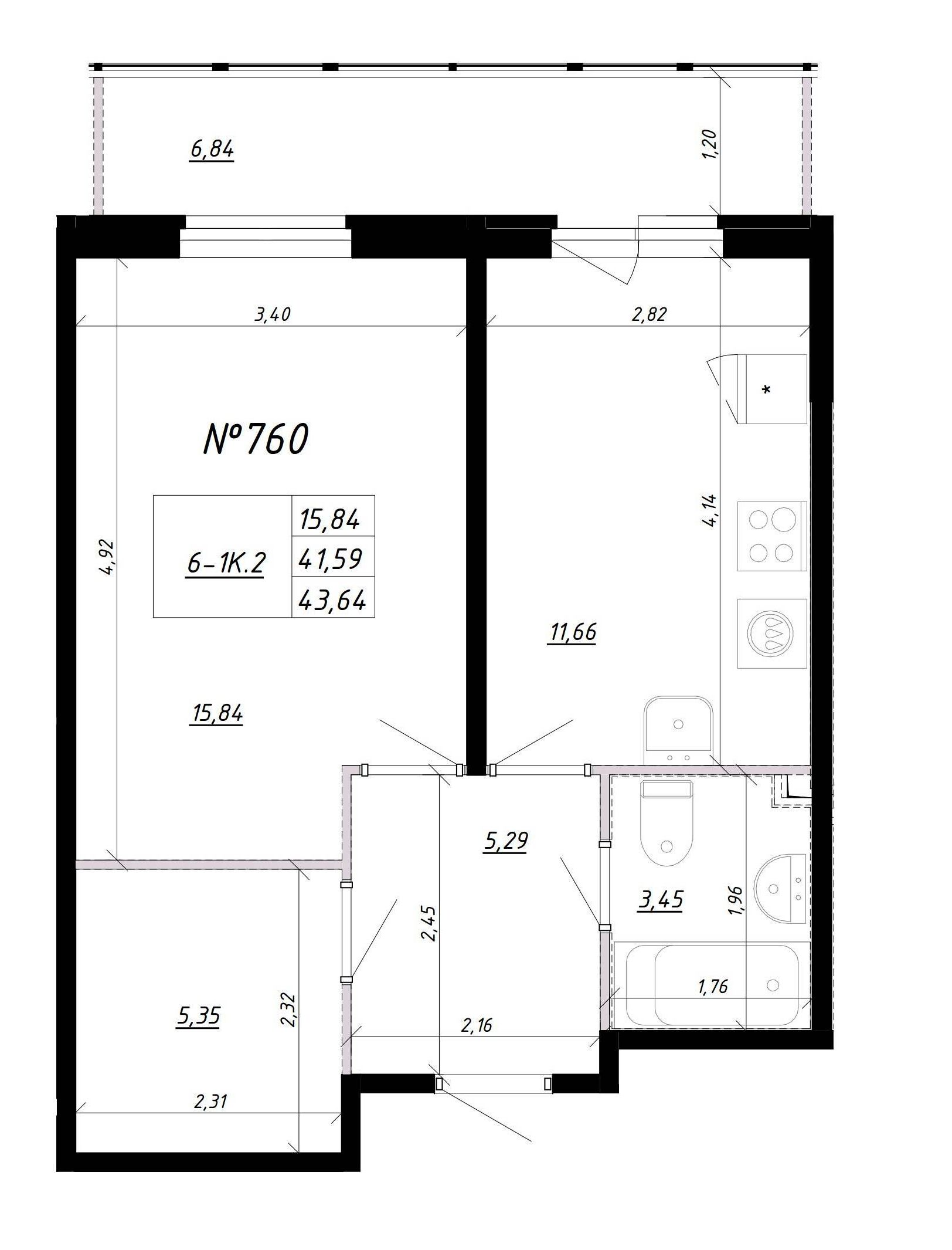 1-комнатная, 47 м² — ЖК Ап-квартал Комендантский (Up-квартал Комендантский)