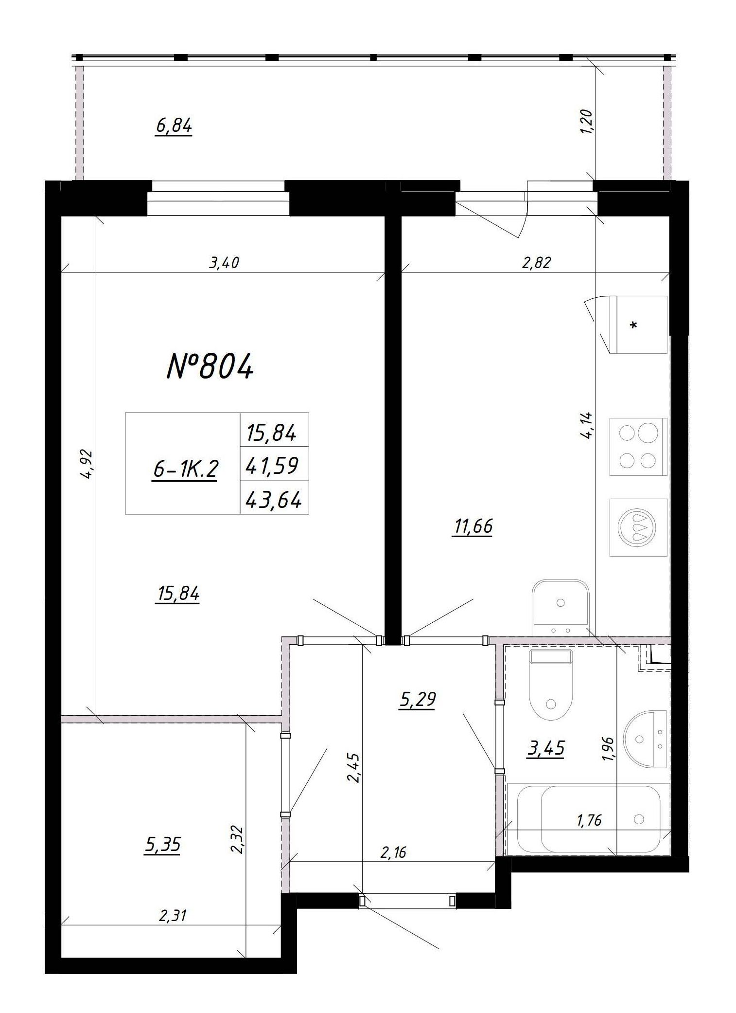 1-комнатная, 47 м² — ЖК Ап-квартал Комендантский (Up-квартал Комендантский)