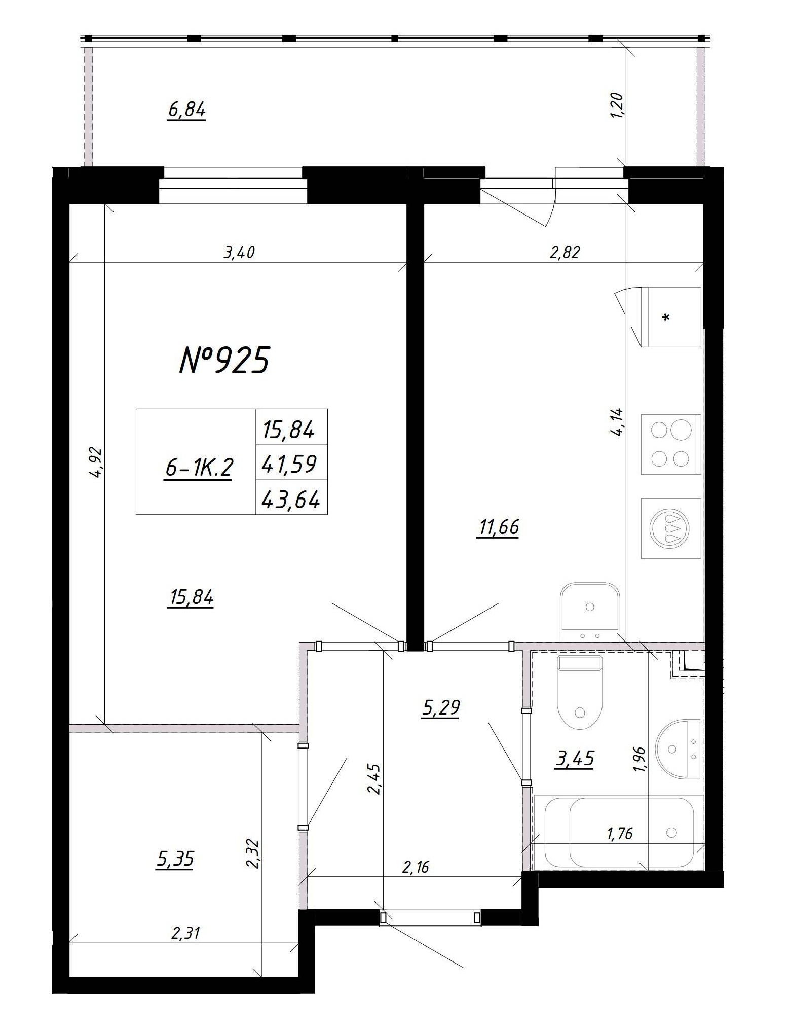 1-комнатная, 46 м² — ЖК Ап-квартал Комендантский (Up-квартал Комендантский)