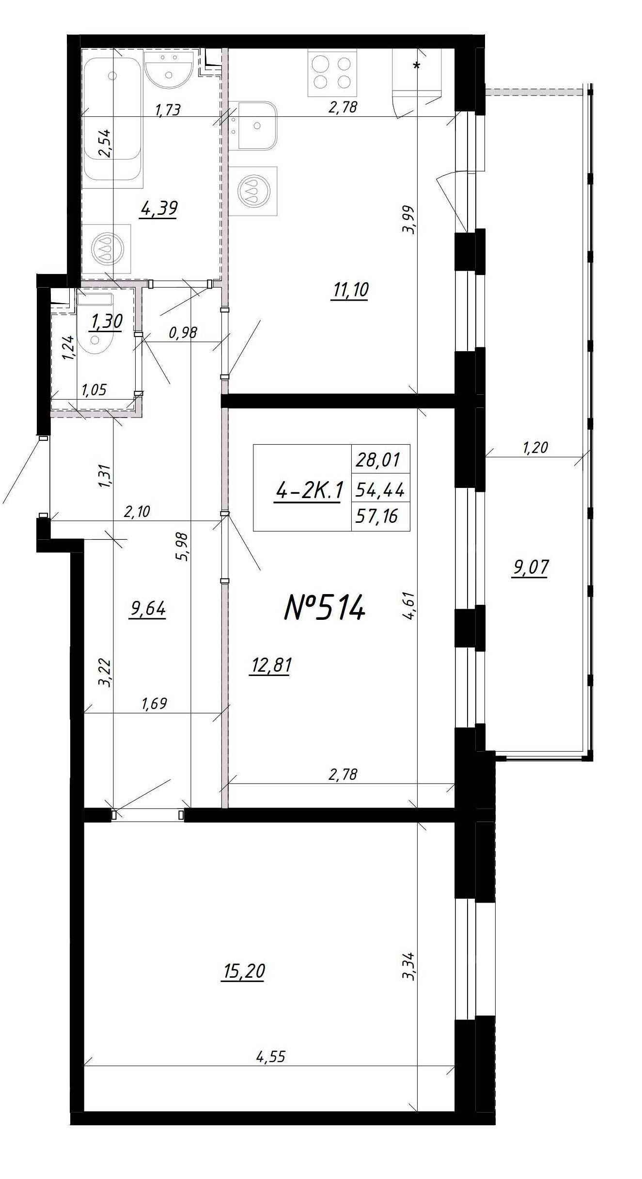 2-комнатная, 60 м² — ЖК Ап-квартал Комендантский (Up-квартал Комендантский)