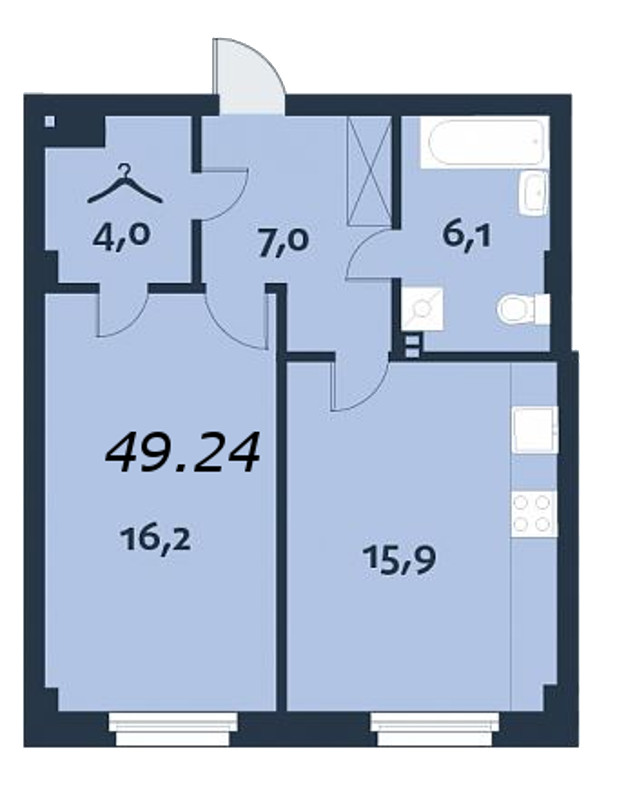 1-комнатная, 49 м² — ЖК ЖК Royal Park (Роял Парк)