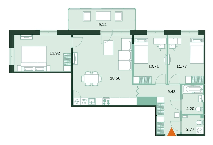 3-комнатная, 84 м² — ЖК ЖК Магнифика Резиденс (Magnifika Residence)