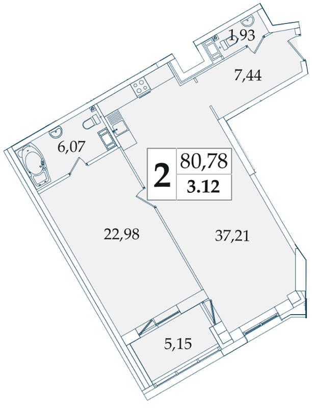 1-комнатная, 81 м² — ЖК МФК Аватар (МФК Avatar)