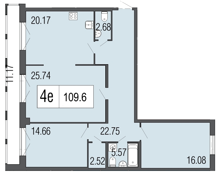 3-комнатная, 110 м² — ЖК Дом Биография