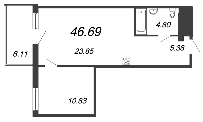 1-комнатная, 47 м² — ЖК ЖК Магнифика Резиденс (Magnifika Residence)