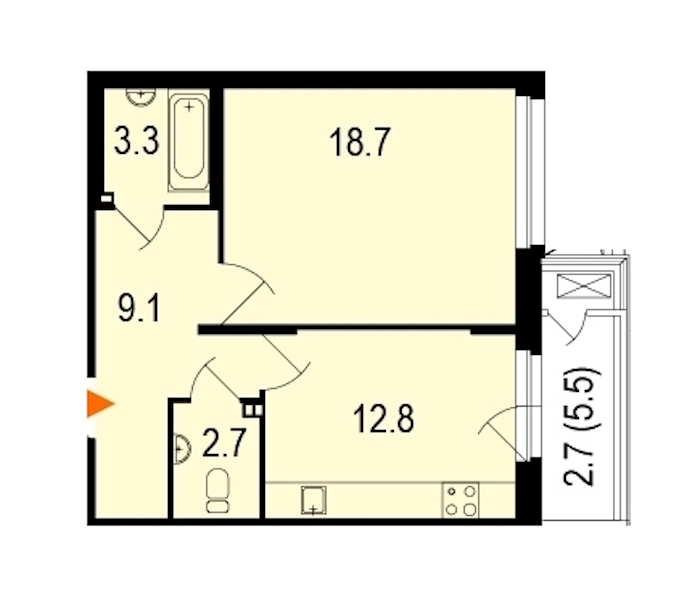 1-комнатная, 50 м² — ЖК ЖК Жемчужный берег