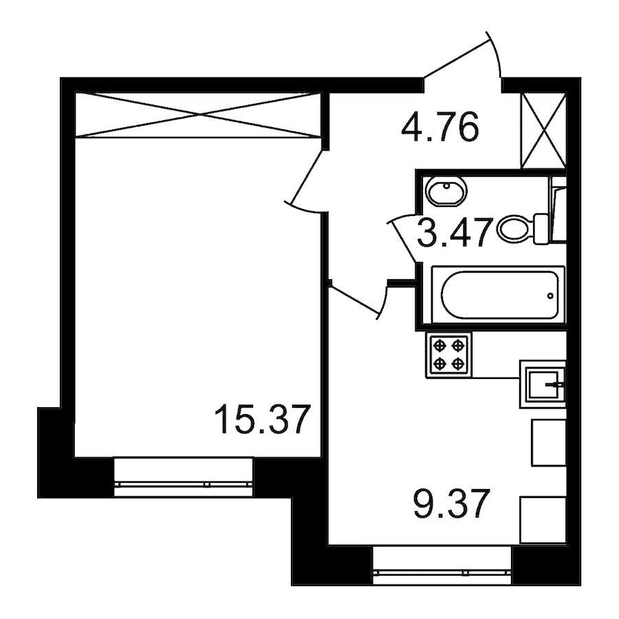 1-комнатная, 34 м² — ЖК ЖК Елизаровский