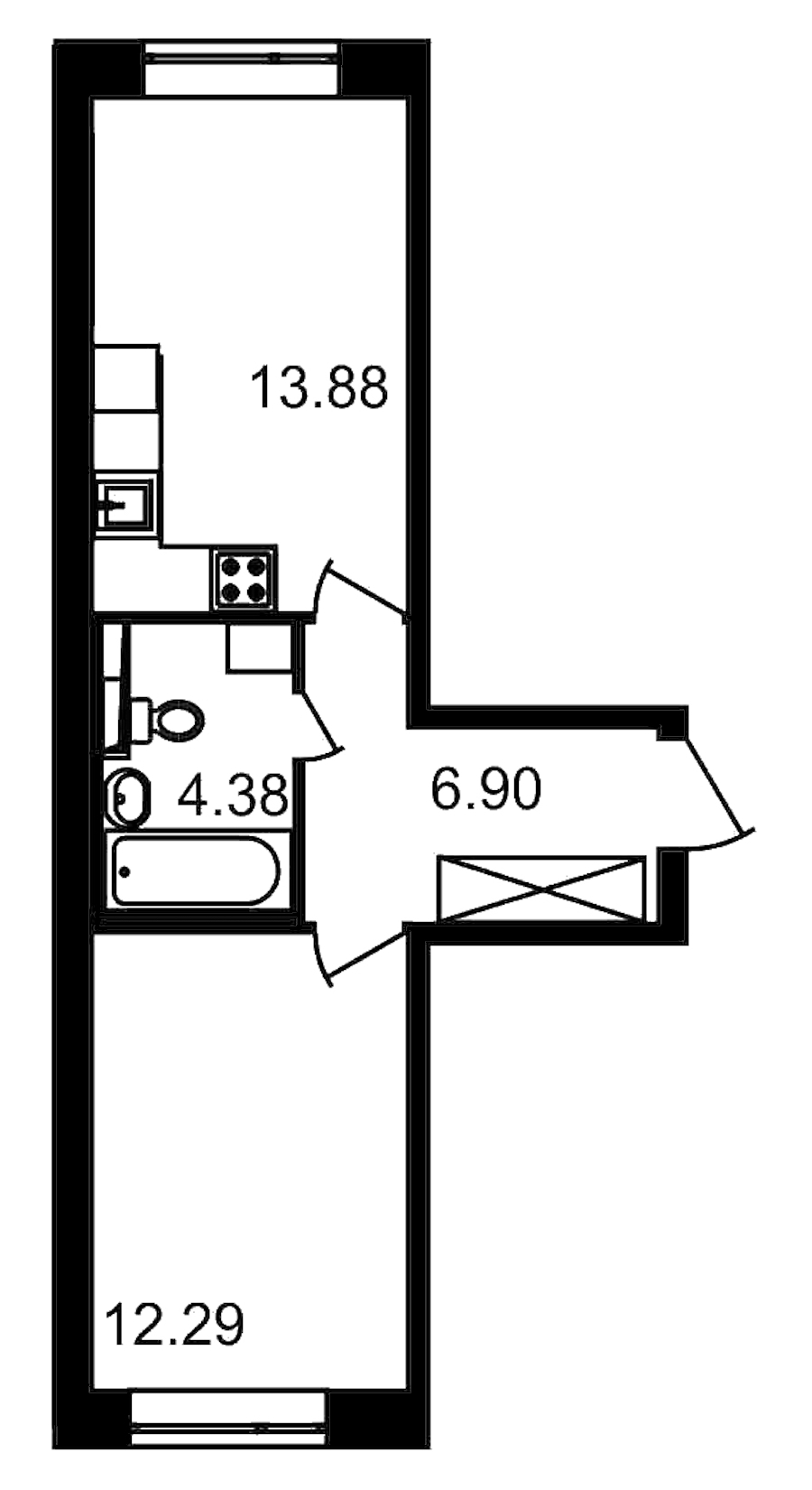 1-комнатная, 33 м² — ЖК ЖК Елизаровский
