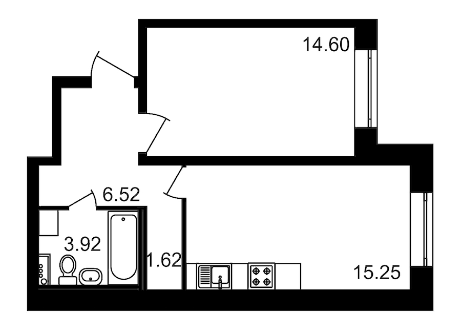 1-комнатная, 31 м² — ЖК ЖК Елизаровский