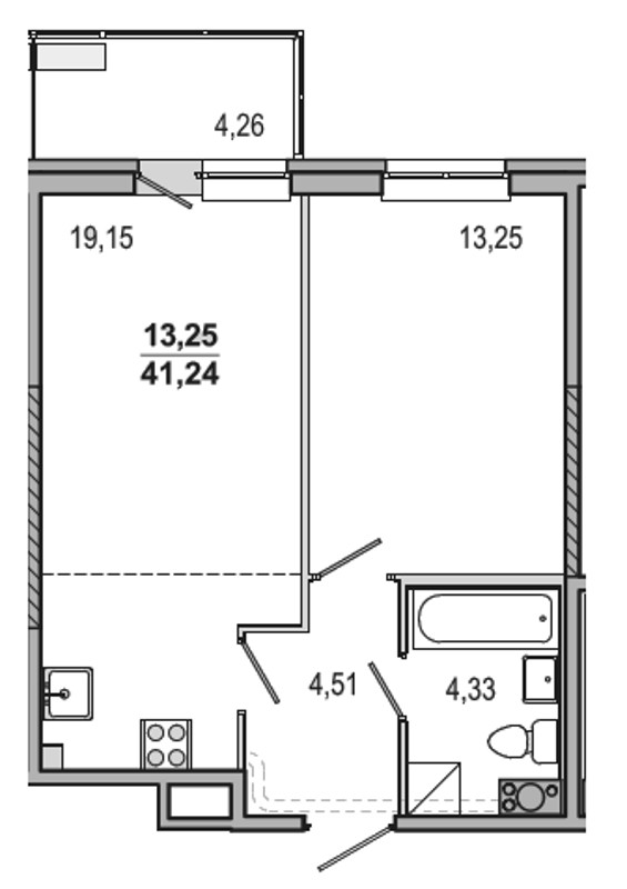 1-комнатная, 41 м² — ЖК ЖК ТАРМО