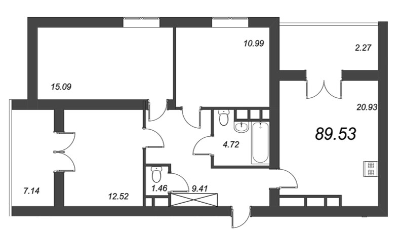 3-комнатная, 83 м² — ЖК ЖК BauHaus (Баухаус)