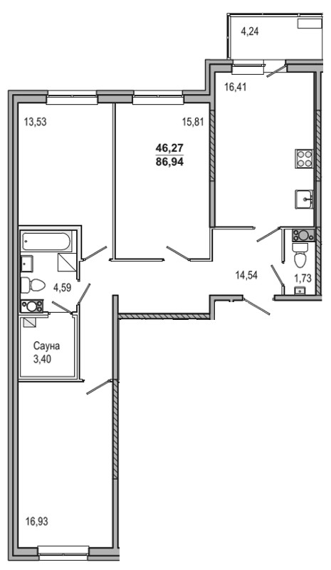 3-комнатная, 87 м² — ЖК ЖК ТАРМО